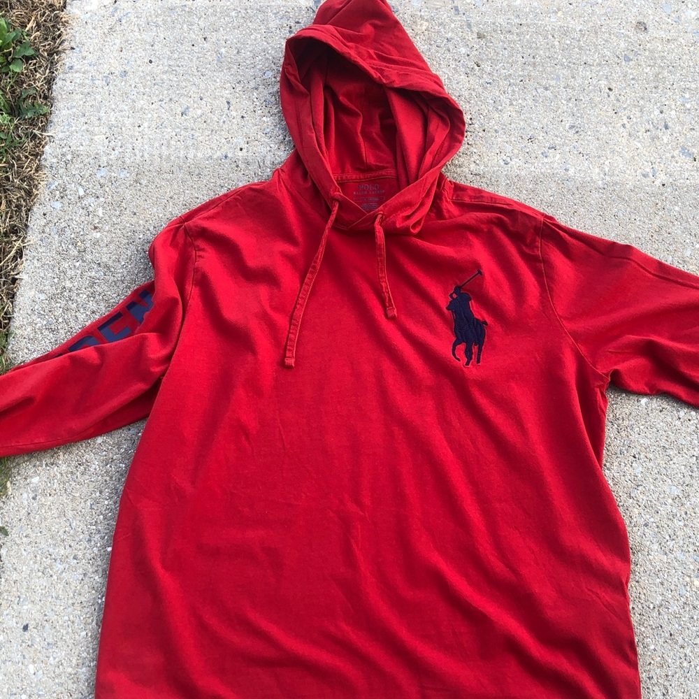 Polo by Ralph Lauren Men's Vibrant Red Hoodie no holes or flaws